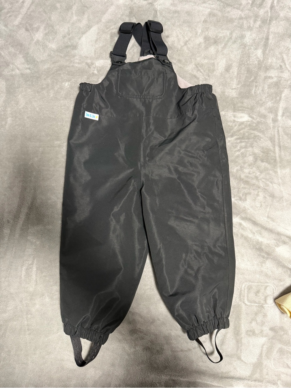 Black Kids Waterproof Bib Overalls with Adjustable Straps